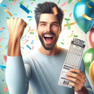 Lottery winner celebrating joy