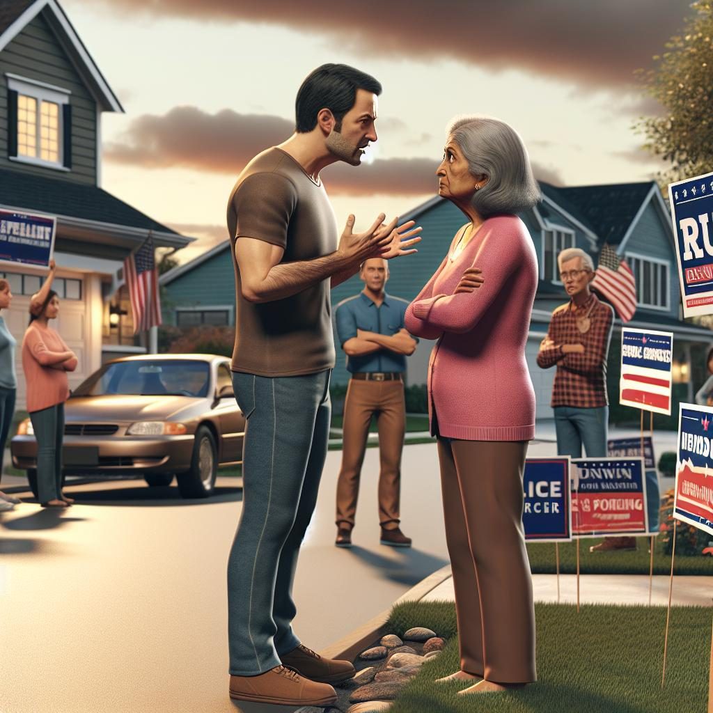 Political yard sign confrontation