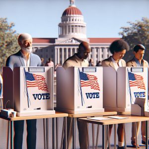 Voting booth in Oakland.