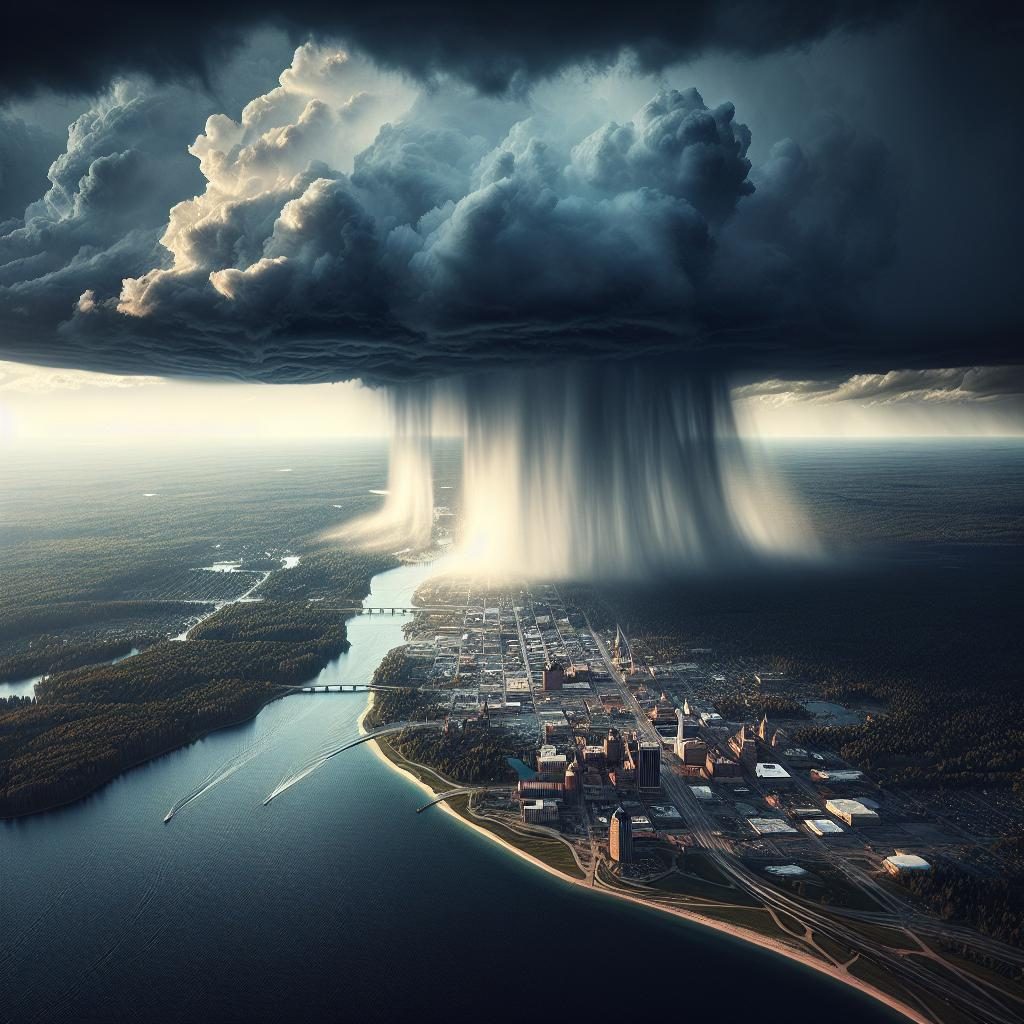 Heavy rainstorm over Michigan