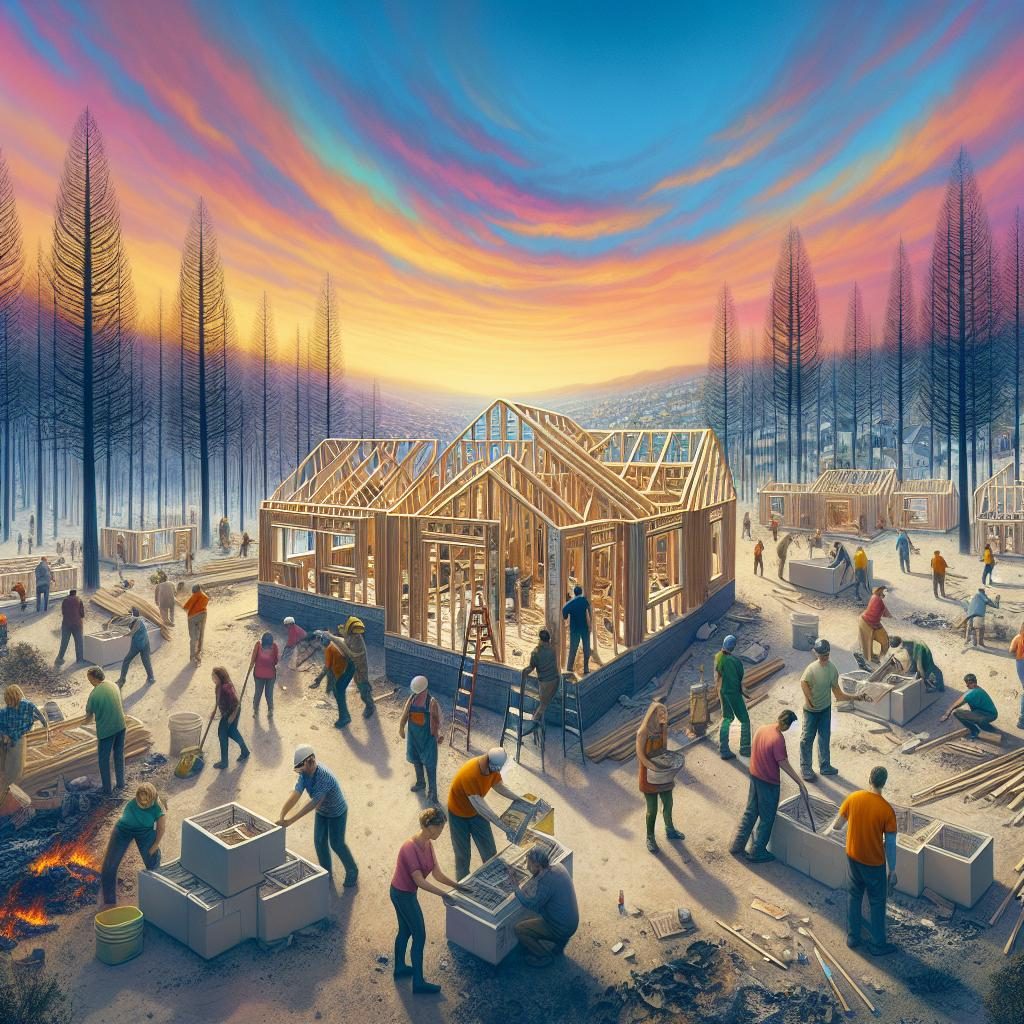 "Rebuilding homes after wildfires"