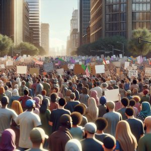 Protesters at political rally