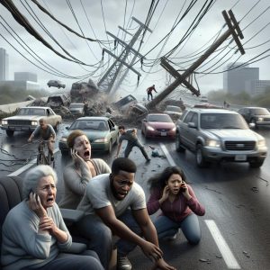 Highway chaos: Downed wires