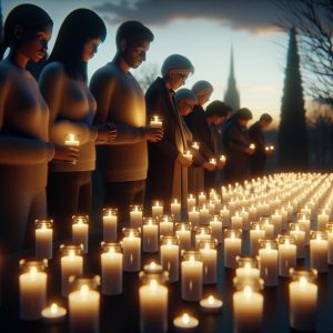 Tribute candles at memorial.