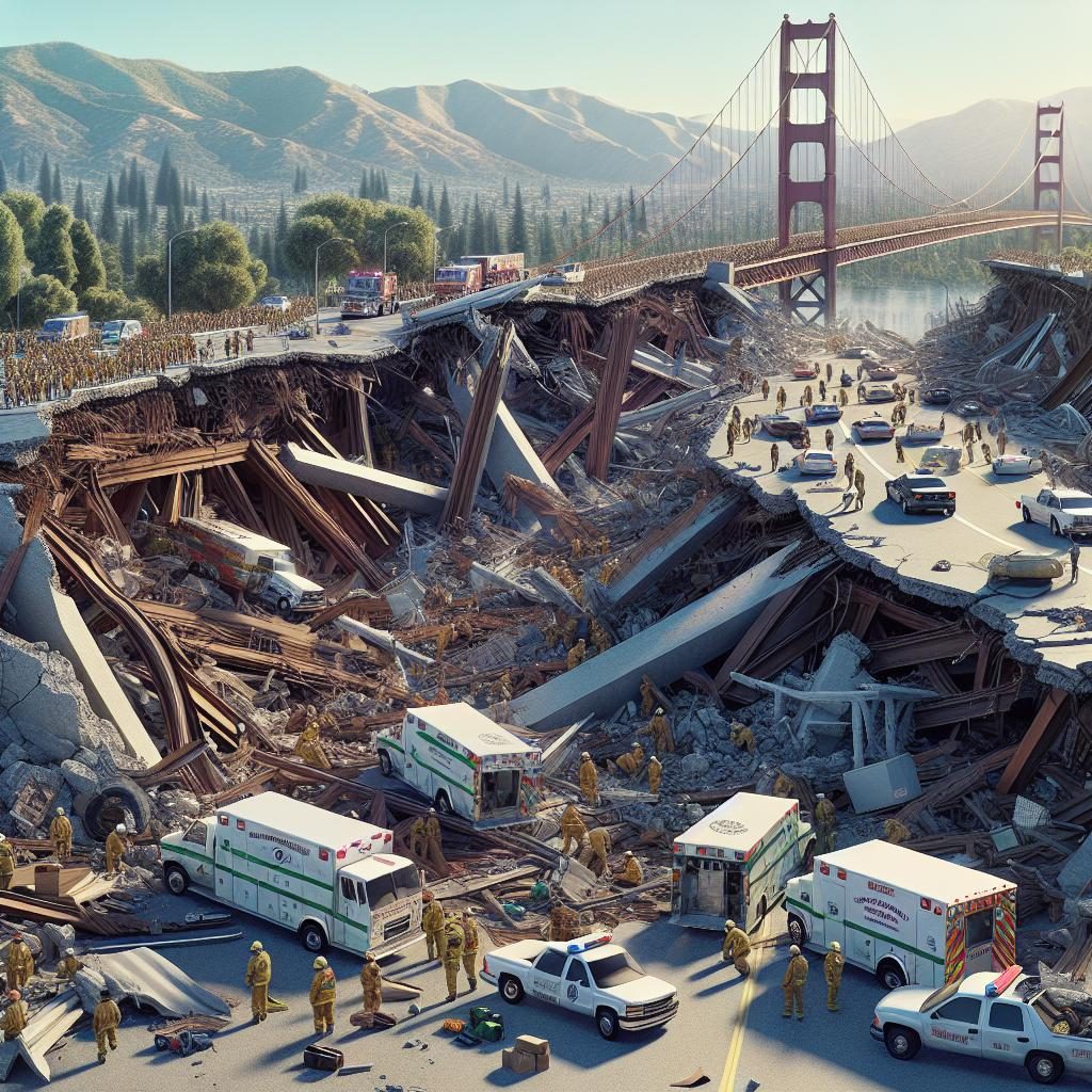 Earthquake aftermath in California.