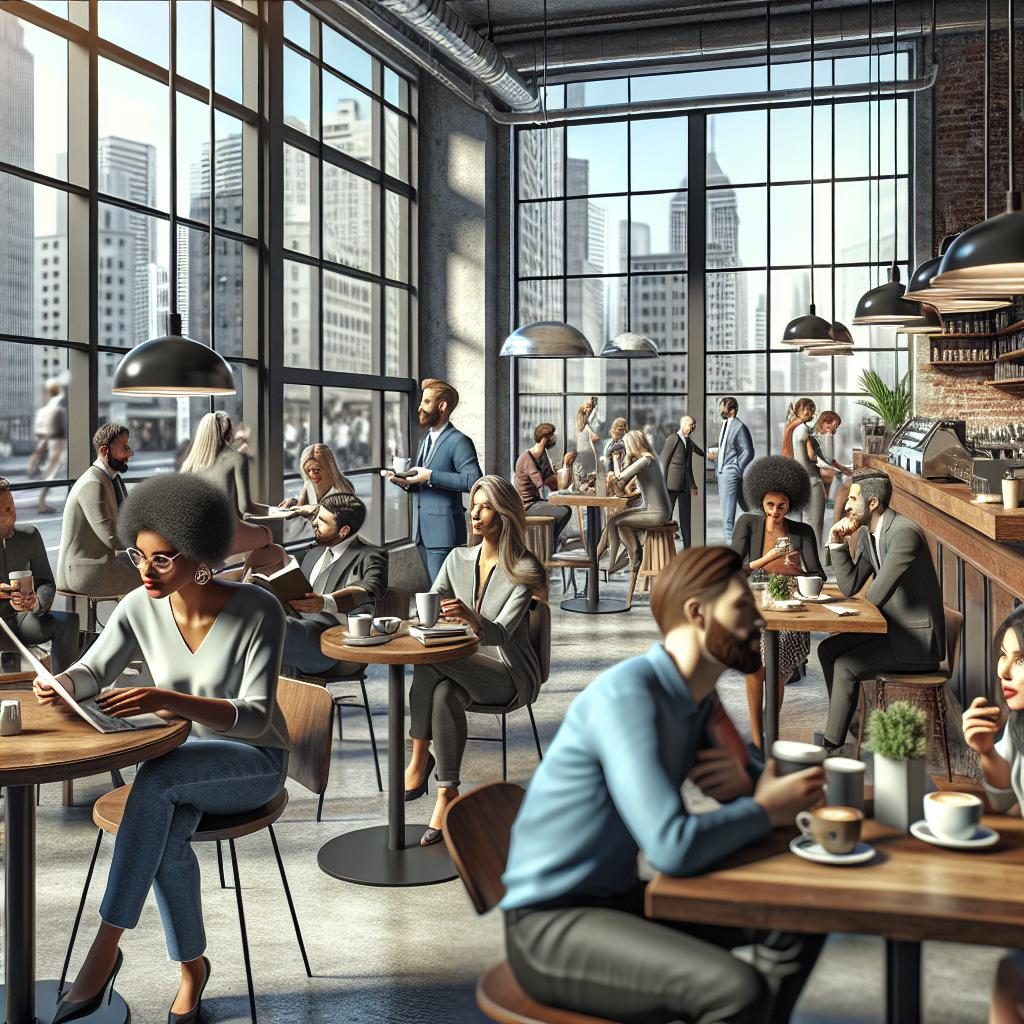 "Busy urban coffee shop"