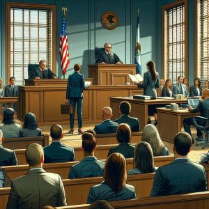 Courtroom Sentencing Scene Illustration