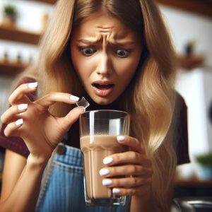 Girl finding glass in drink