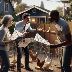 Chicken coop zoning dispute.