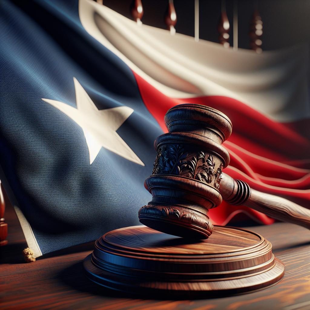 Texas flag and gavel.