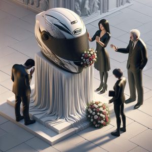 Motorcycle helmet memorial tribute.