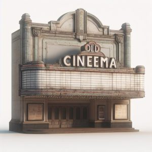 Empty old cinema marquee.