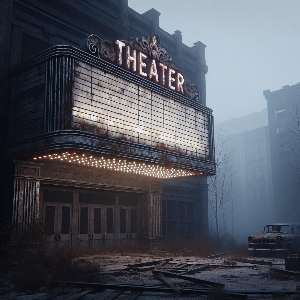 Abandoned theater marquee sign.