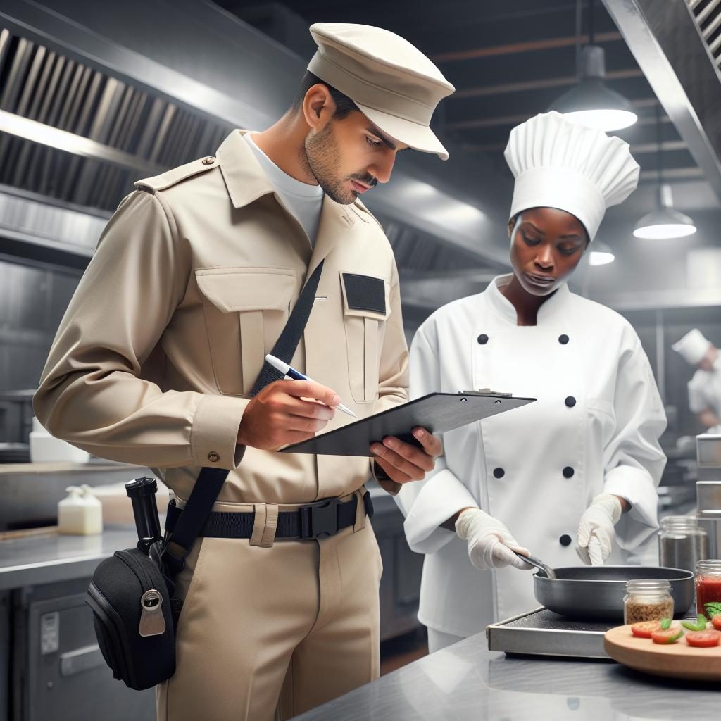 Sanitary restaurant kitchen inspection