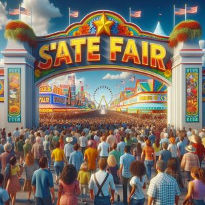 Colorful state fair entrance.