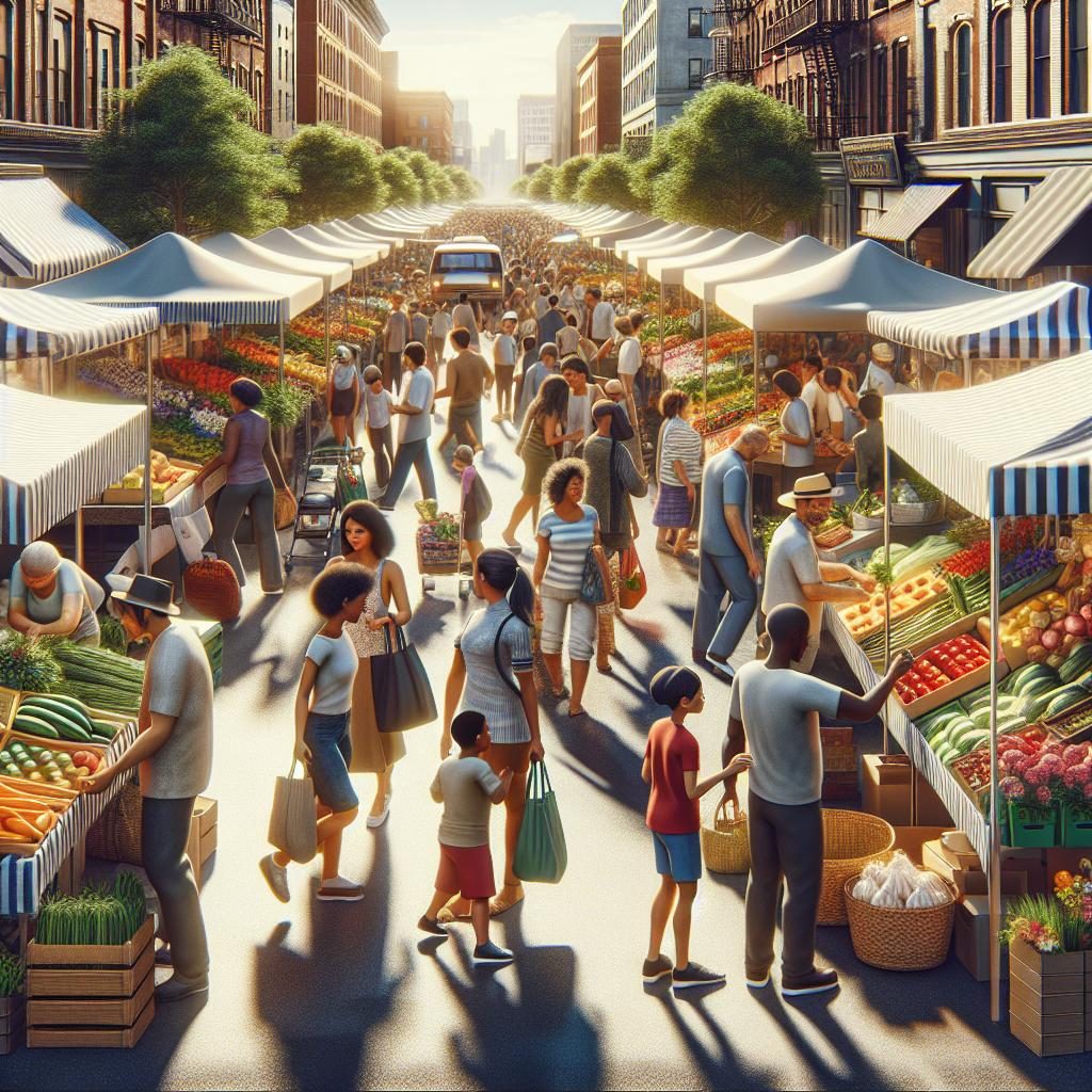 "Colorful farmers market scene"