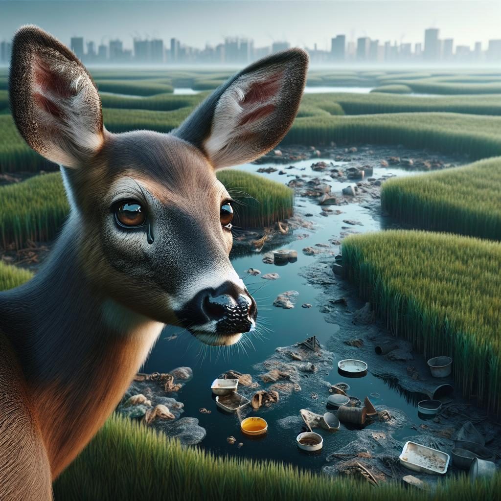 Deer in Contaminated Marsh