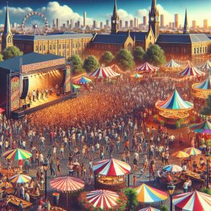 Colorful outdoor festivals illustration.