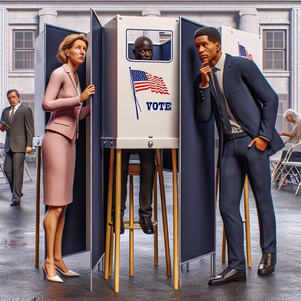 Voting booth manipulation concept.