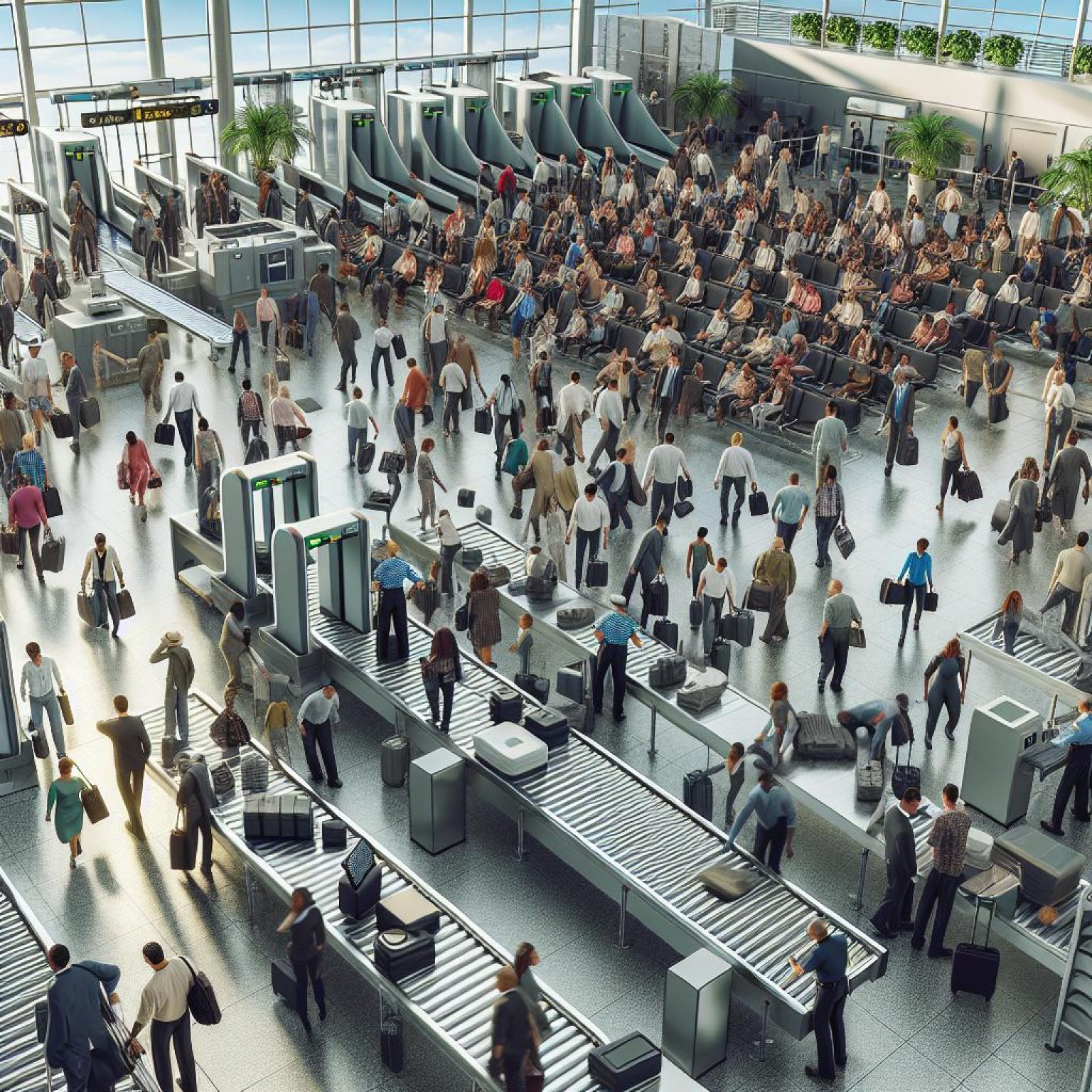 Airport security checkpoint chaos