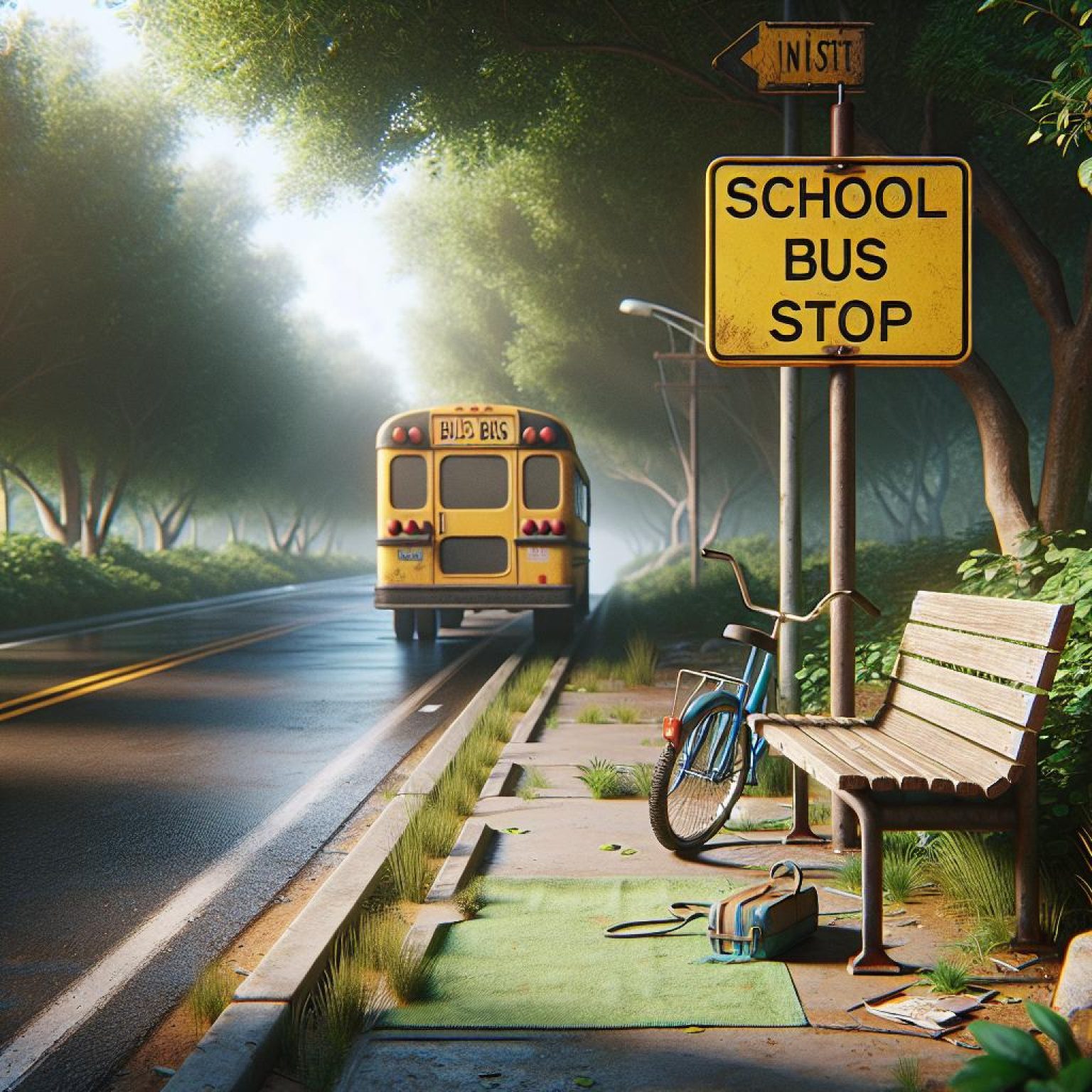 Empty school bus stop