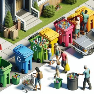 "Colorful Recycling Carts"