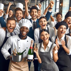 Restaurant Staff Celebrating Together