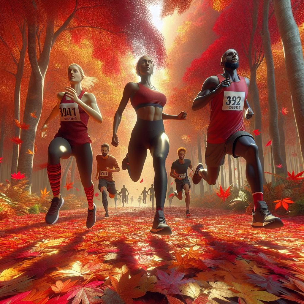 Racing through autumn leaves