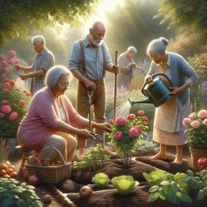 Seniors Gardening Together