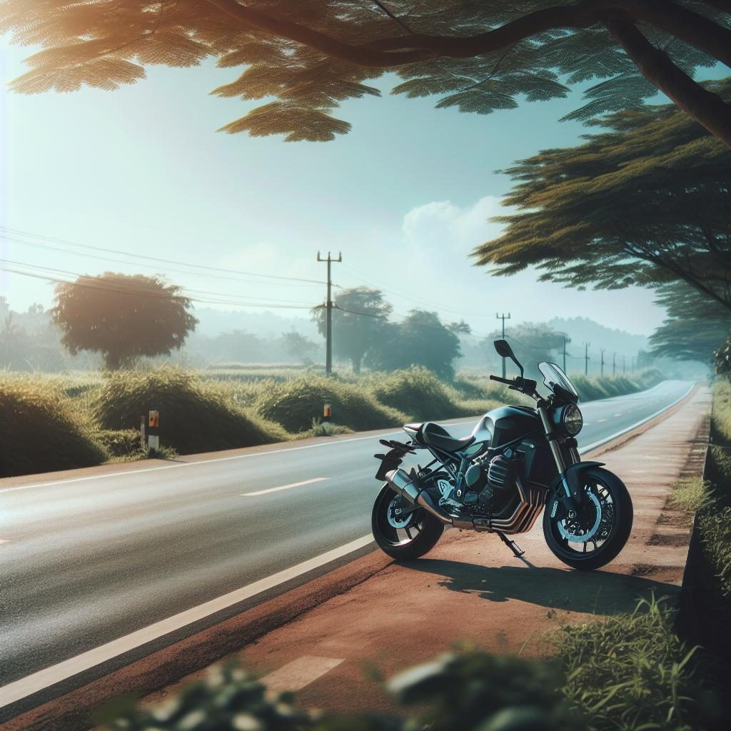 Motorcycle on roadside