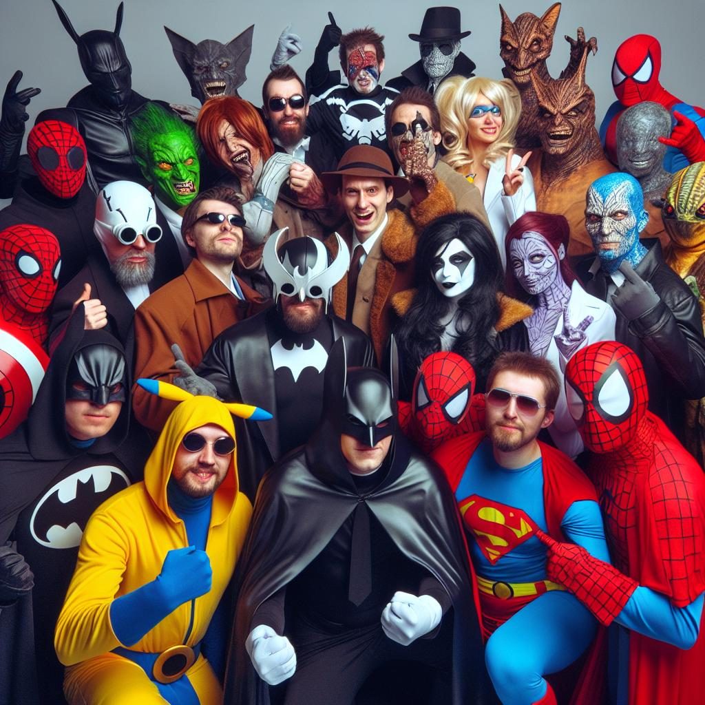 Comic fans in costumes