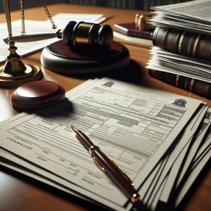 Legal documents and gavel