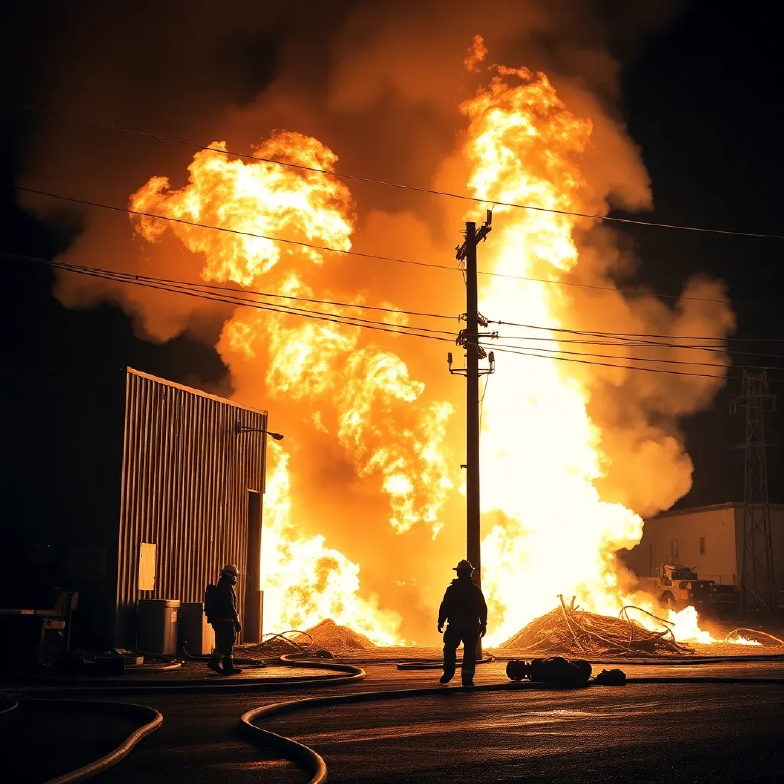 LIVONIA FIRE CREWS TACKLE MAJOR BLAZE AT RECYCLING CENTER AFTER POWER LINE FALLS