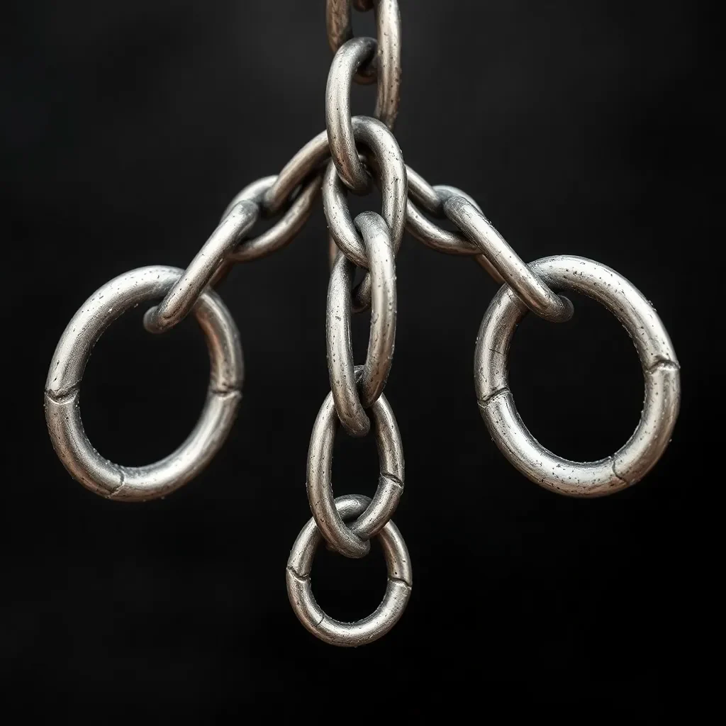 Broken chains symbolizing freedom from domestic violence.