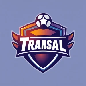 Football team logo with transfer portal concept illustration.