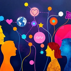 Colorful abstract concepts representing emotional connections in marketing.