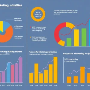 Colorful graphs and charts illustrating successful marketing strategies.