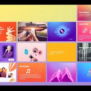 A vibrant color palette showcasing engaging digital content elements.