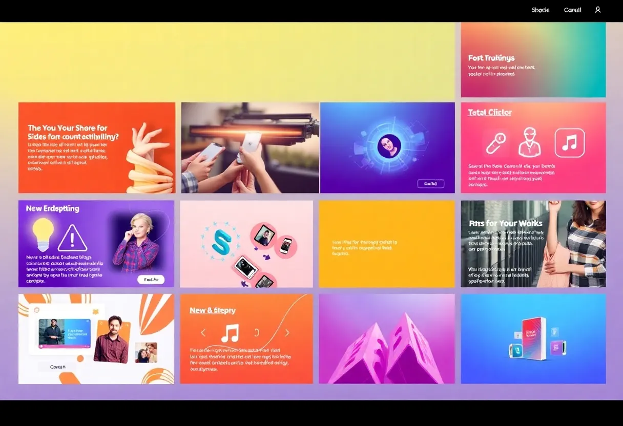 A vibrant color palette showcasing engaging digital content elements.