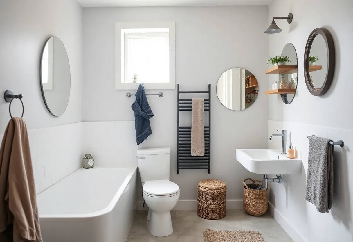 A beautifully remodeled budget bathroom with modern finishes.