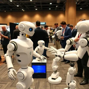 Attendees observing a collaborative robots demonstration at Collaborate North America 2025 conference.