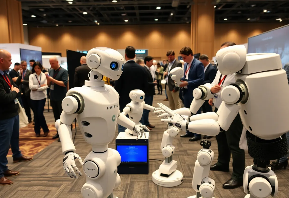 Attendees observing a collaborative robots demonstration at Collaborate North America 2025 conference.