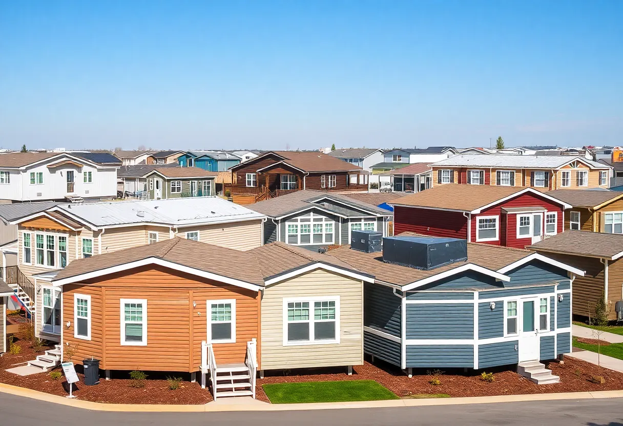 Various manufactured home models displayed at the Novi Home Show.