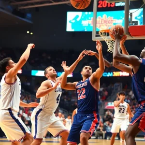 Michigan State Spartans basketball players in action during a game.