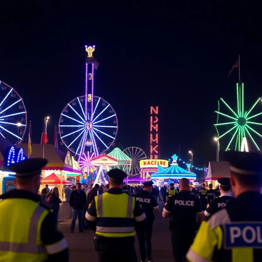 Scene at the Michigan State Fair with police presence