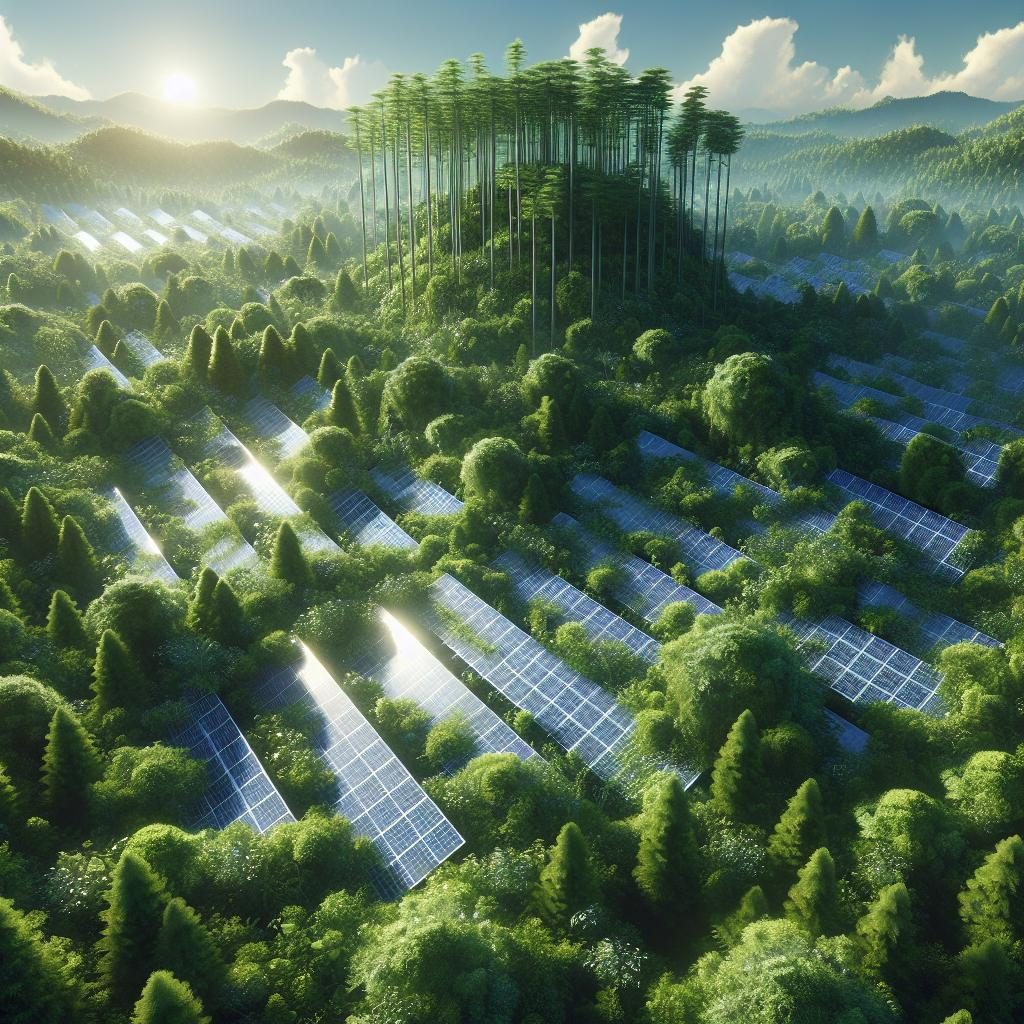 Forest and solar panels