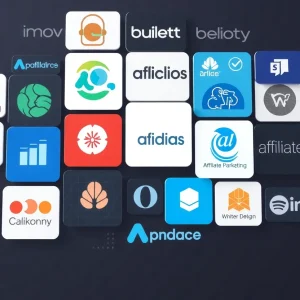 Collage of logos from top affiliate marketing software platforms for 2024.