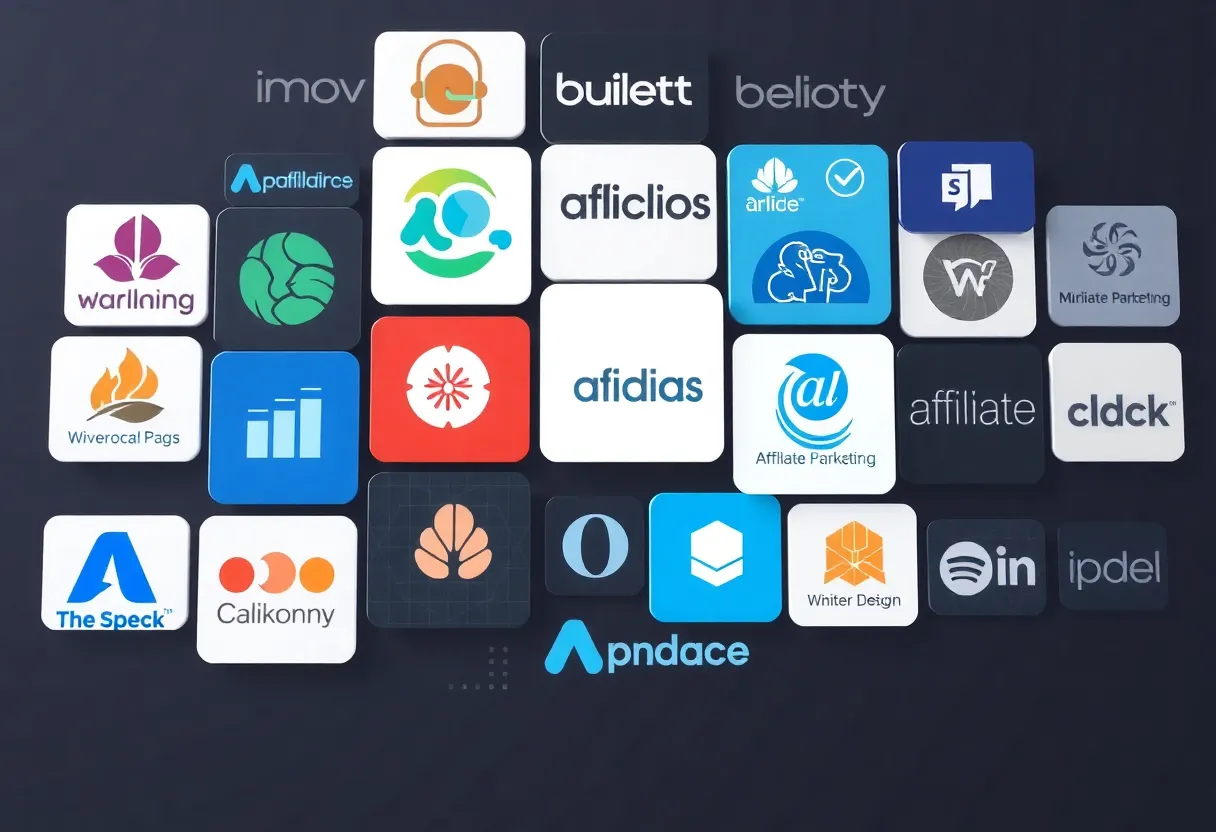 Collage of logos from top affiliate marketing software platforms for 2024.