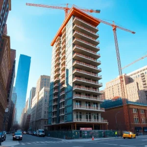 Rendering of Broadway Lofts apartment building in Downtown Detroit