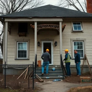 Police investigation at a construction site where human remains were found.